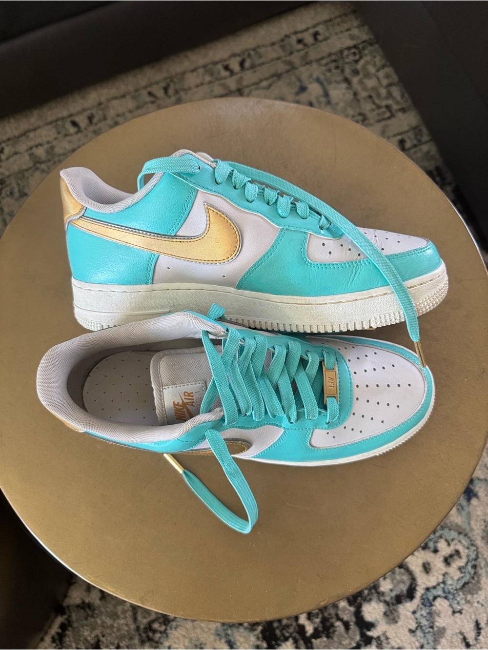 Nike Custom Tiffany Box Blue and Gold Air Force 1 AF1 GOAT StockX Teal Aqua